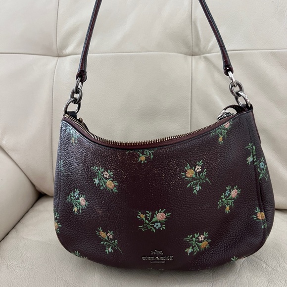 Coach Dark Brown Floral Shoulder Bag - Picture 4 of 11